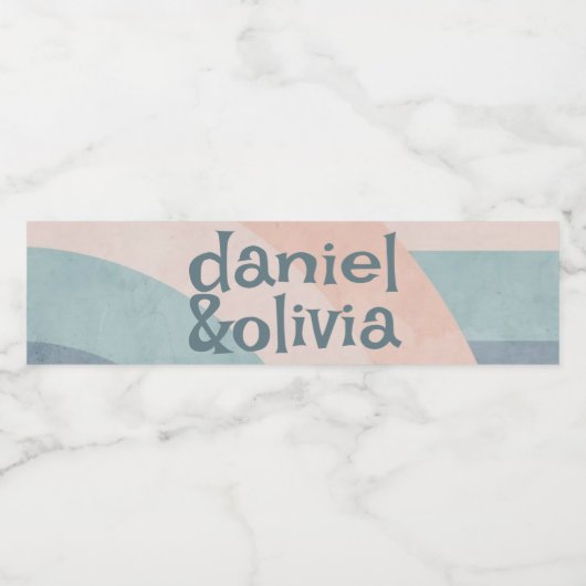  jaren 70 Rainbow Wedding Waterfles Etiket (Enkel label)