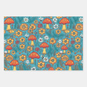  jaren 70 Retro Hippie Stijl Paddenstoel Boho Set  Inpakpapier Vel (Voorkant 2)