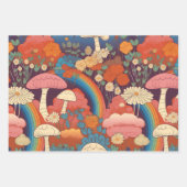  jaren 70 Retro Hippie Stijl Paddenstoel Boho Set  Inpakpapier Vel (Voorkant)