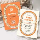  jaren 70 Retro Kleurrijke Groovy Baby shower Kaart