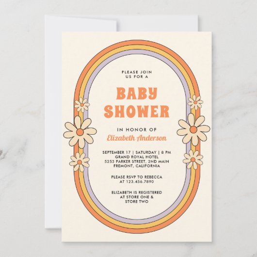  jaren 70 Retro Kleurrijke Groovy Baby shower Kaart (Voorkant)