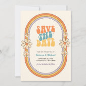 jaren '70 Retro Kleurrijke Groovy Fotobruiloft Save The Date (Voorkant)