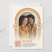 jaren 70 Retro Kleurrijke Groovy Lijst bruiloft Kaart (Achterkant)