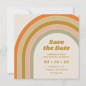 jaren 70 Retro Sinaasappel Boog Huwelijk Save The Date (Voorkant)