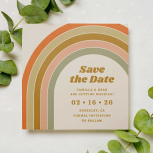 jaren 70 Retro Sinaasappel Boog Huwelijk Save The Date