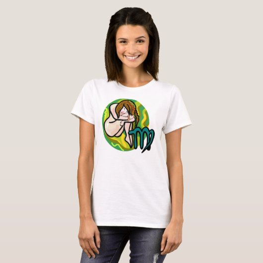 jaren '70 stijl Maagd met Symbool T-shirt (Voorkant volledig)