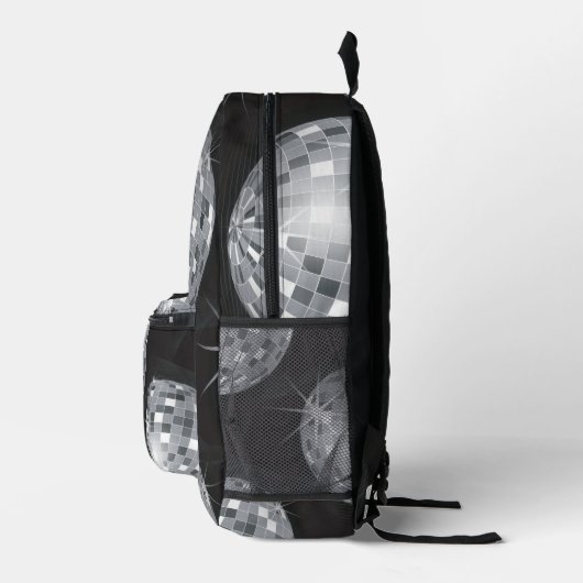  jaren 70 stijl zilveren discobal bedrukte rugzak (Rechts)
