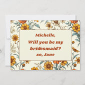  jaren 70 Wildflower Boho Bruidsmeisje Voorstel Notitiekaartje (Voorkant)