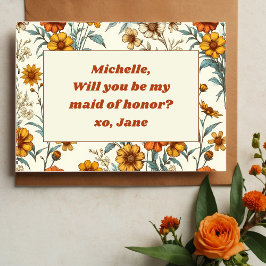  jaren 70 Wildflower Boho Maid of Honor Voorstel Notitiekaartje