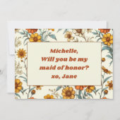 jaren 70 Wildflower Boho Maid of Honor Voorstel Notitiekaartje (Voorkant)