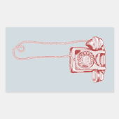 jaren '80 draaischijf-telefoon rechthoekige sticker (Voorkant)