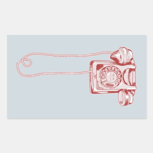 jaren '80 draaischijf-telefoon rechthoekige sticker (Voorkant)