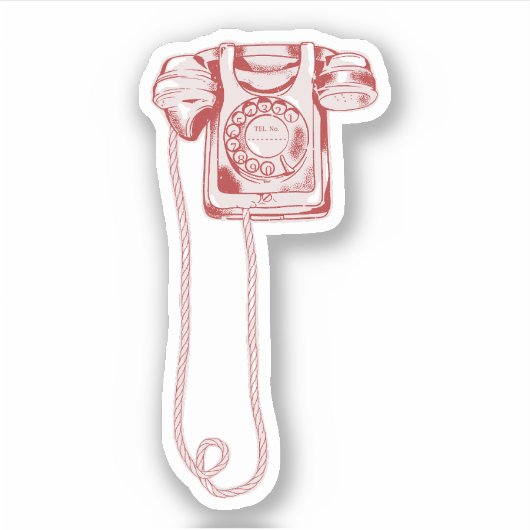 jaren '80 draaischijf-telefoon sticker (Voorkant)