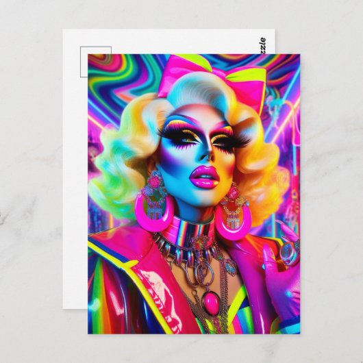 jaren '80 Drag Queen Briefkaart (Voorkant / Achterkant)