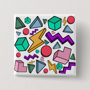 jaren '80 esthetische  retro vierkante button 5,1 cm