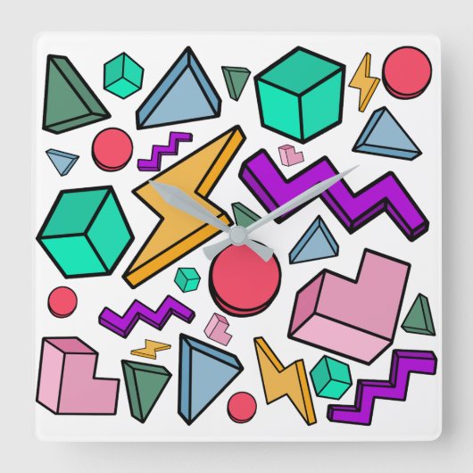 jaren '80 esthetische  retro vierkante klok (Voorkant)