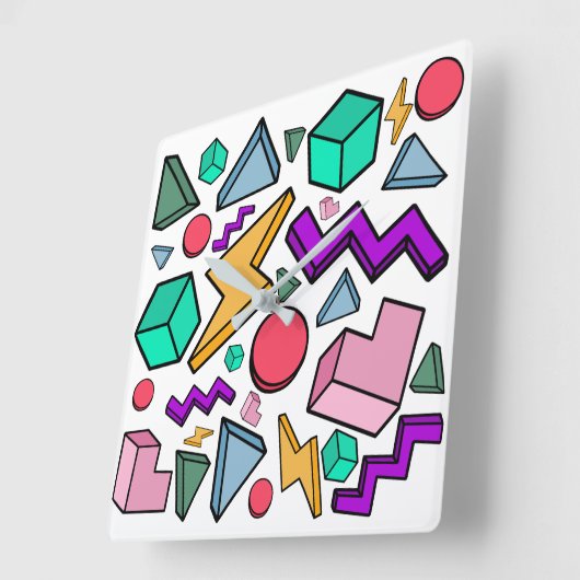 jaren '80 esthetische  retro vierkante klok (Hoek)