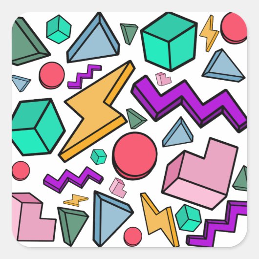 jaren '80 esthetische  retro vierkante sticker (Voorkant)