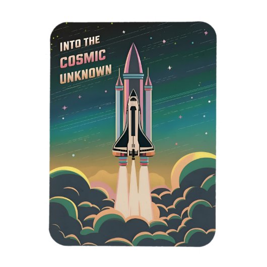  jaren '80 Graphic LoFi Retrowave Space Shuttle Magneet (Verticaal)