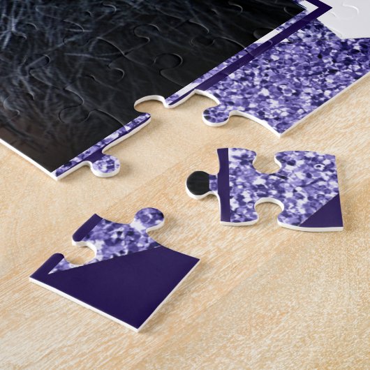 jaren '80 Koel Abstract | Paarse passievormen Mono Legpuzzel (Zijkant)