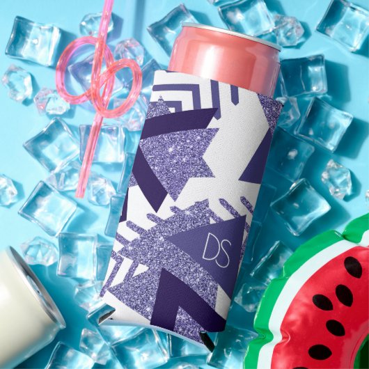 jaren '80 Koel Abstract | Paarse passievormen Mono Seltzer Blikjeskoeler (Insitu Zomer)