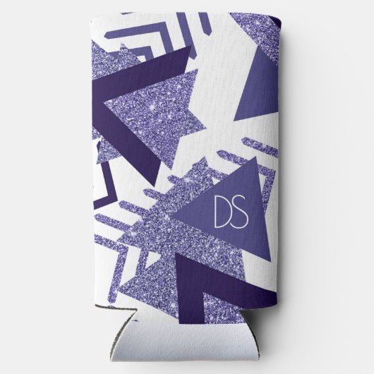 jaren '80 Koel Abstract | Paarse passievormen Mono Seltzer Blikjeskoeler (Achterkant)