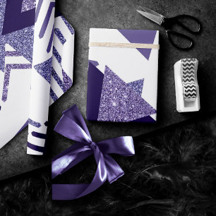 jaren '80 Koel Abstract Paarse Passion Shapes Pa Cadeaupapier