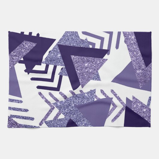 jaren '80 Koel Abstract | Paarse Passion Shapes Pa Theedoek (Horizontaal)