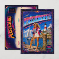 Jaren 80 Massachusetts ansichtkaart 80s retro