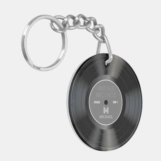  jaren '80 Record Classic Monogram | Naam Retro Sleutelhanger (Voorkant Links)