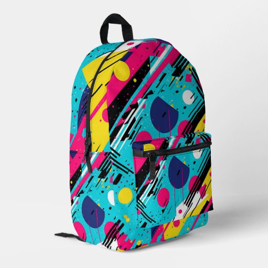 jaren '80 Retro geometrisch patroon Bedrukte Rugzak (Achterkant Hoek Links)