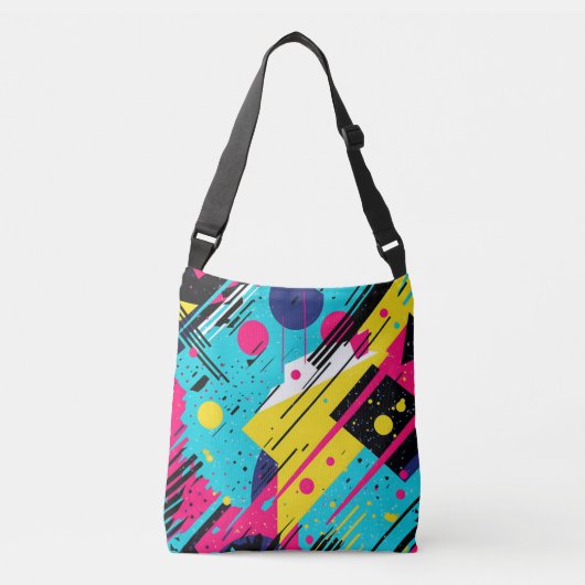 jaren '80 Retro geometrisch patroon Crossbody Tas (Voorkant)