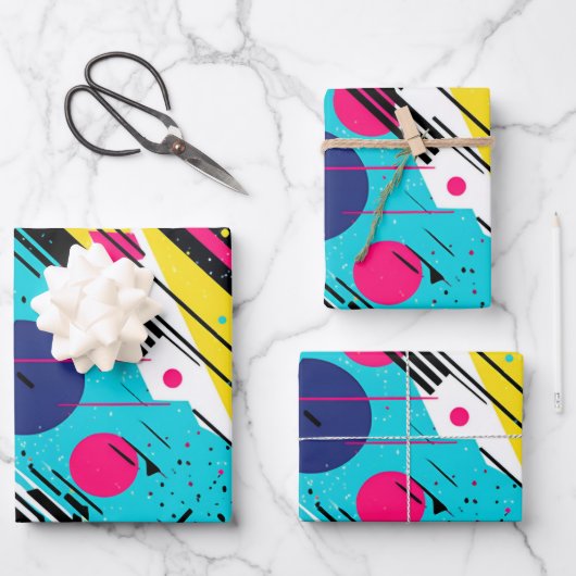 jaren '80 Retro geometrisch patroon Inpakpapier Vel (Voorkant)
