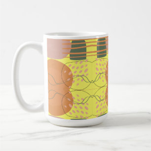  jaren '80 roze en groen abstract patroongeel koffiemok