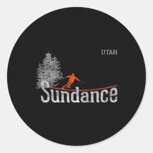 Jaren 80 stijl Sundance Utah Vintage Skiën Ronde Sticker