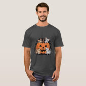  jaren 90 Cat Pumpkin Halloween Retro Bloemen T-shirt (Voorkant volledig)