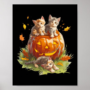  jaren 90 Cat Pumpkin Halloween Voor Mannen Vrouwe Poster