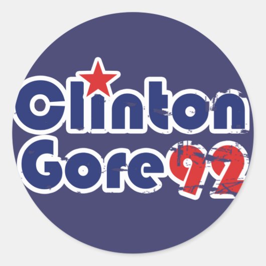  jaren '90 Clinton Gore 1992 Ronde Sticker (Voorkant)