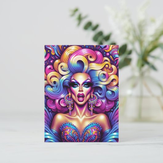 jaren '90 Drag Queen Briefkaart (Staand voorkant)