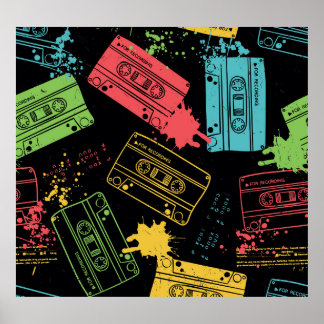 jaren '90 Stijl Cool Grunge Cassettes Poster