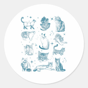 jaren '90 Tattoo Cat Retro Kitten Natuur Cat Lov Ronde Sticker
