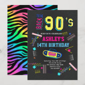 jaren '90 thema verjaardagsuitnodiging kaart (Voorkant / Achterkant)