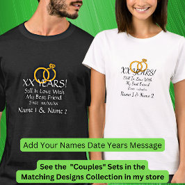 Jaren toevoegen Datum, Namen, Jubileum bruiloft T-shirt