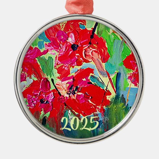 Jaren van klaprozen metalen ornament (Voorkant)