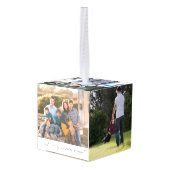 Jaren van Liefde Jubileum Foto Kubus Ornament (Achter hoekig)