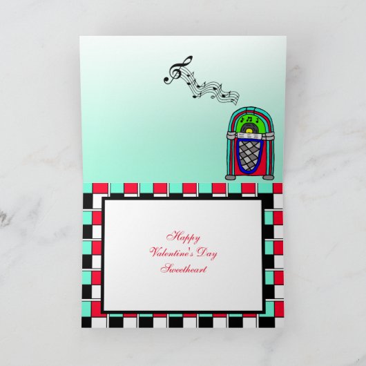 Jaren vijftig Retro koppel Gelukkige Valentijnsdag Kaart (Binnen)