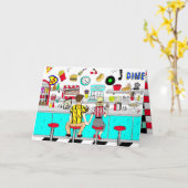 Jaren vijftig Retro Koppel Gelukkige Valentijnsdag Kaart (Gele Bloem)