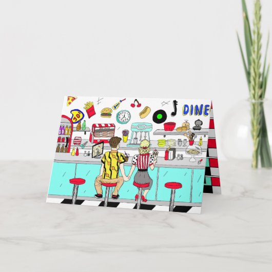 Jaren vijftig Retro Koppel Gelukkige Valentijnsdag Kaart (Voorkant)