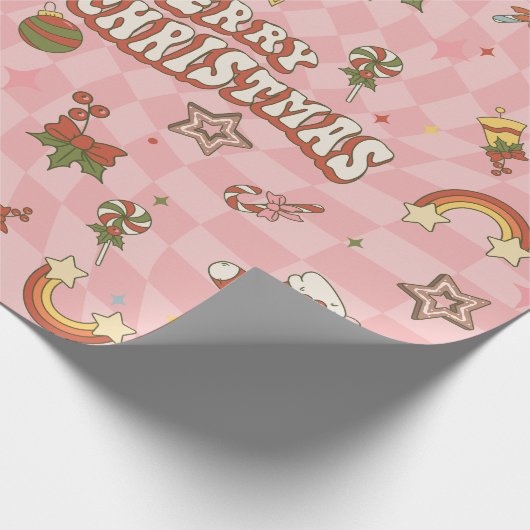  jaren zestig Groovy Merry Christmas Cadeaupapier (Hoek)