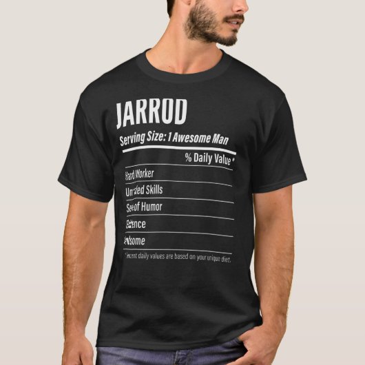 Jarrod Serving Maat Voeding Etiket Calorieën T-shirt (Voorkant)
